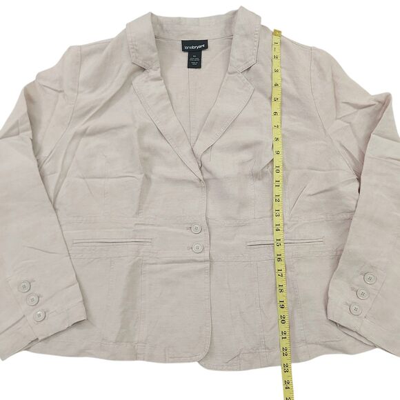 Lane Bryant Linen Blend Jacket Blazer Womens 20 Beige Two Button Work Casual - Picture 9 of 13